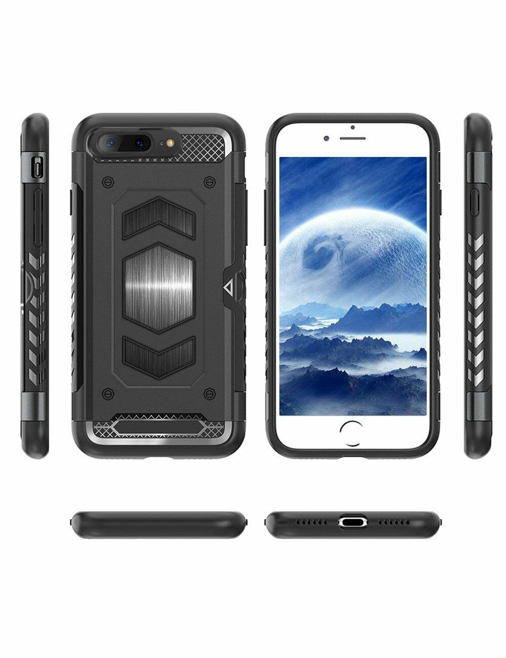 Protectores para celular  para Apple  iPhone 7 Plus / 8 Plus Funda reforzada con porta tarjeta Negro